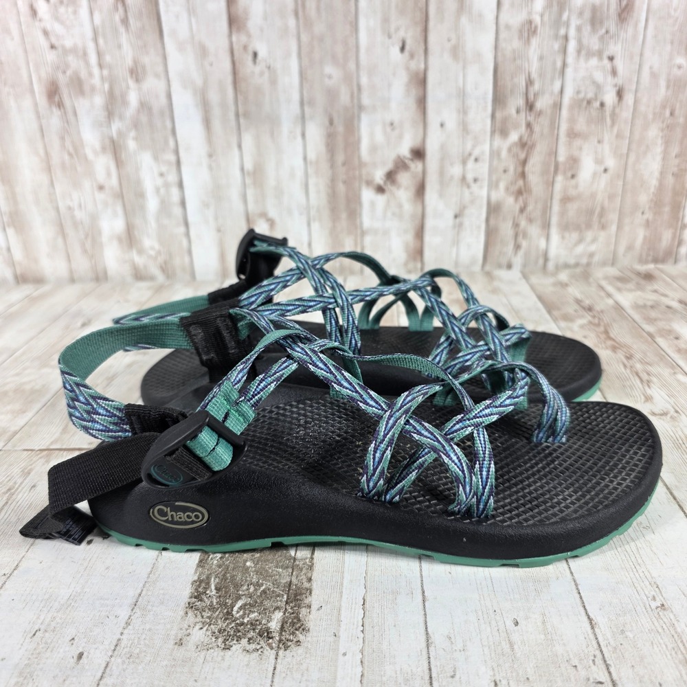 Chaco Z Cloud X2 Womens 10 Sport Sandals Teal Blue Multi Strap Toe Loop Hiking